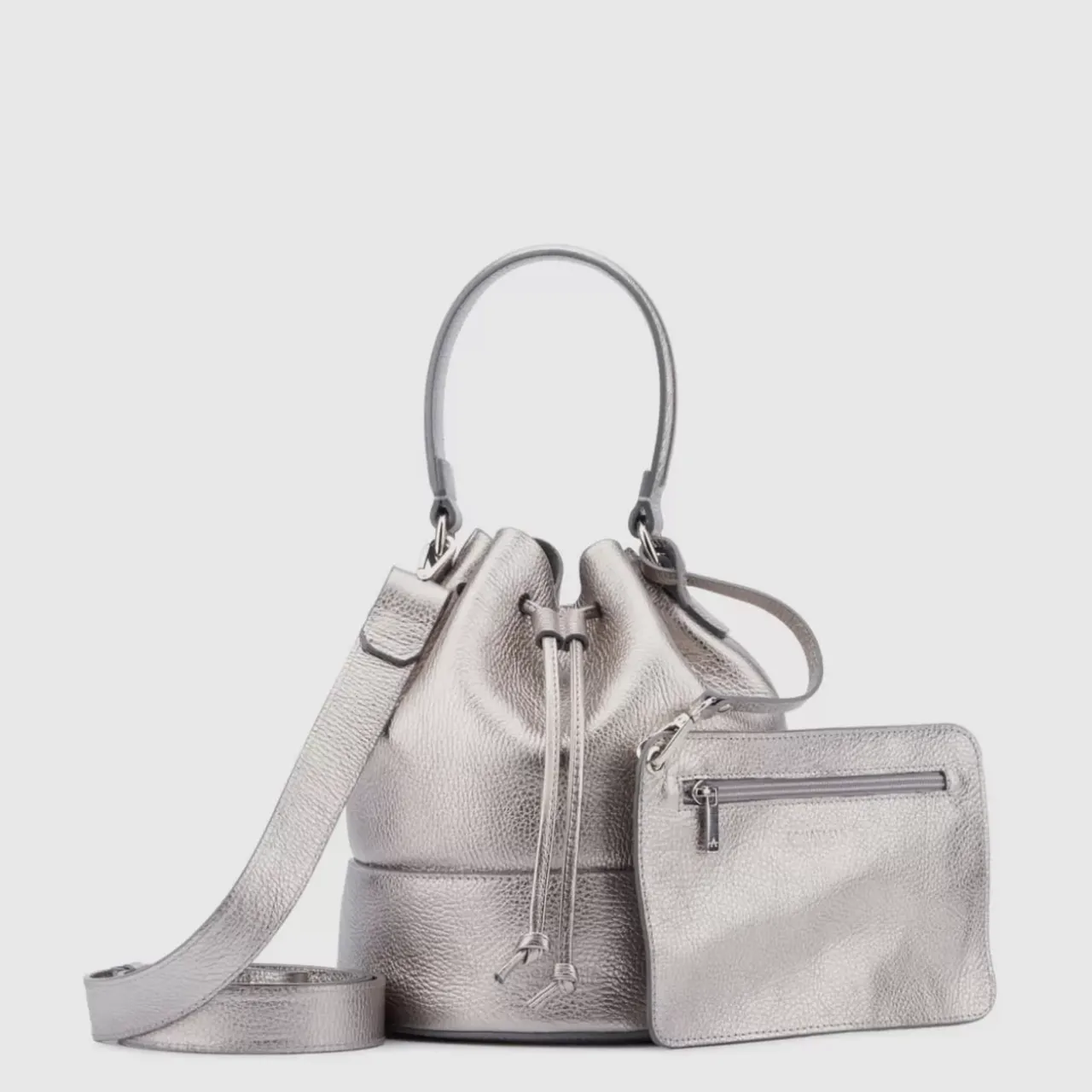 Aquatalia Handbags-Bari Bucket Platinum