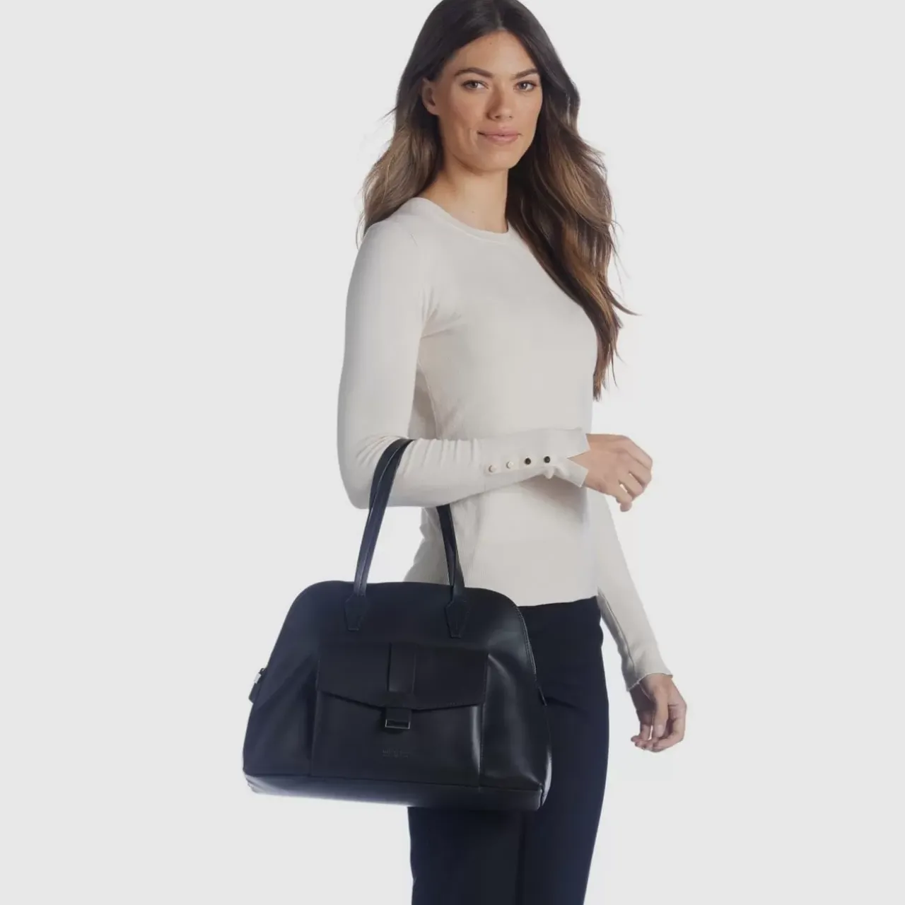 Aquatalia Handbags-Florence Top Handle Black