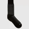 Aquatalia Socks-Windowpane Knit Blend Men's Sock Black/Heather Grey
